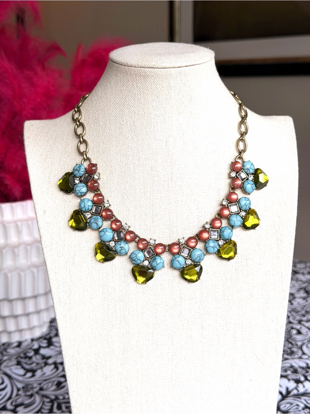 LOGO by Lori Goldstein Jeweled Statement Bib Necklace